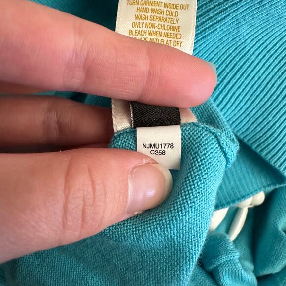 Kate Spade Embellished Cardigan Sweater Turquoise Blue Size M - Picture 9 of 9